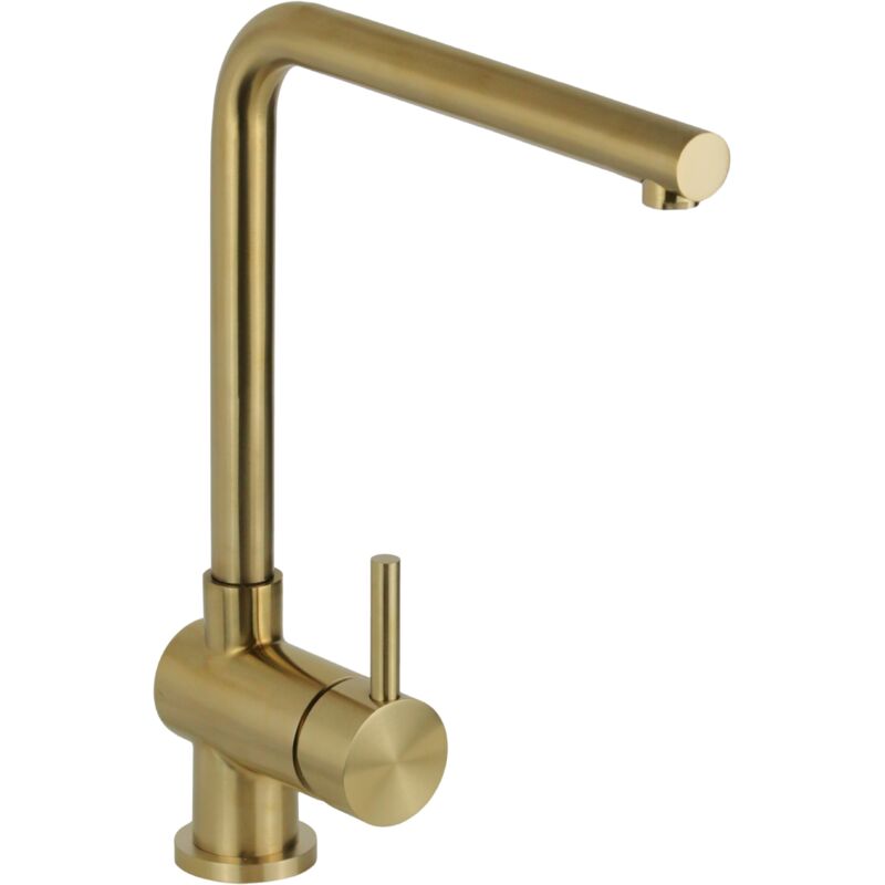 foto del prodotto miscelatore lavello cucina in acciaio inox colore pvd oro spazzolato con canna orientabile pollini ak0060c pvd oro spazzolato