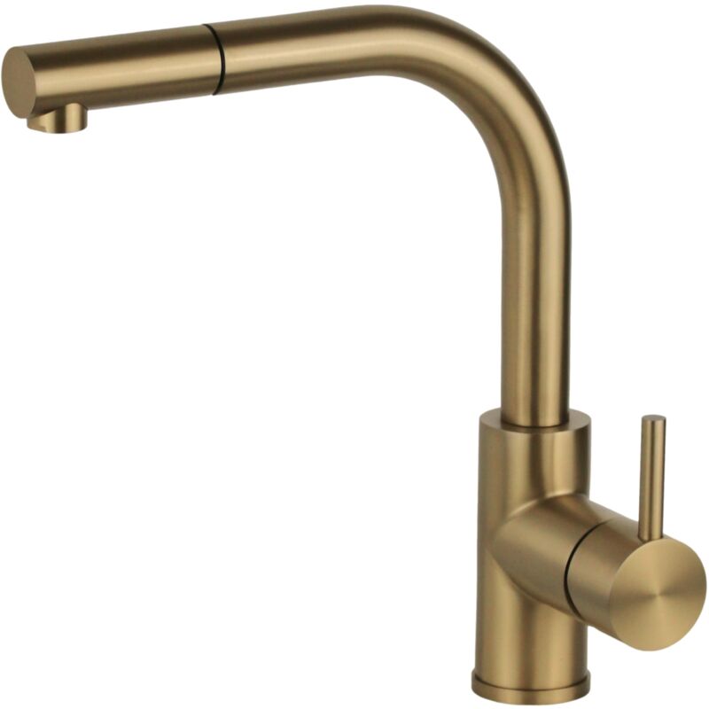 foto del prodotto miscelatore lavello cucina in acciaio inox colore pvd oro spazzolato con doccetta estraibile pollini nf0004c pvd oro spazzolato