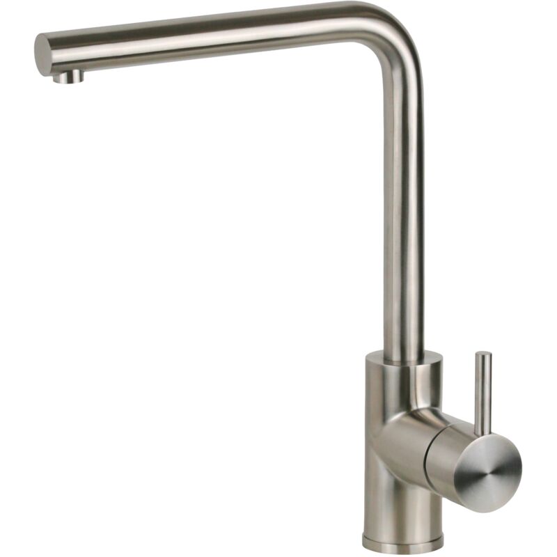 foto del prodotto miscelatore lavello cucina in acciaio inox con canna orientabile pollini nf0003 acciaio inox