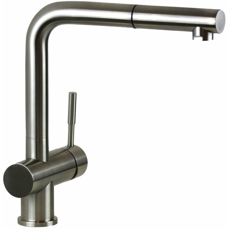 foto del prodotto miscelatore lavello cucina in acciaio inox con doccia estraibile paini inox ixa1566l2 acciaio inox