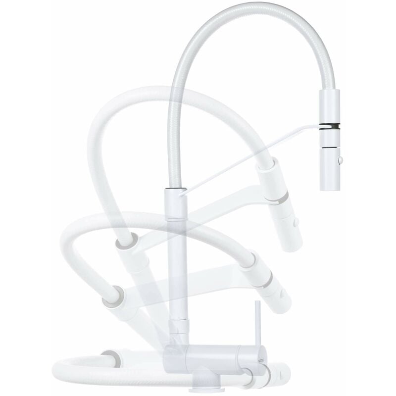 foto del prodotto miscelatore lavello cucina sottofinestra bianco opaco gattoni rubinetterie 6015065bo bianco opaco