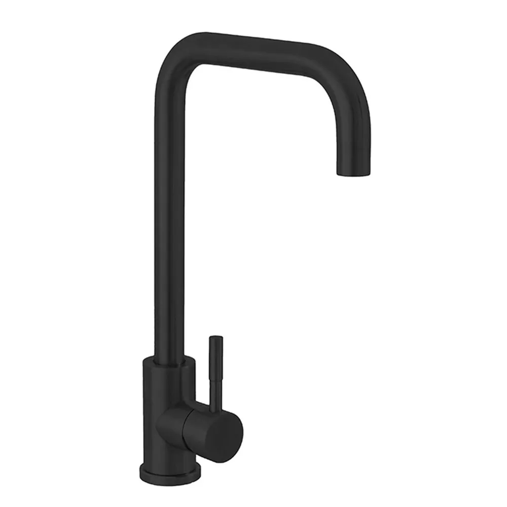 foto del prodotto miscelatore lavello in acciaio nero opaco con canna svedese girevole