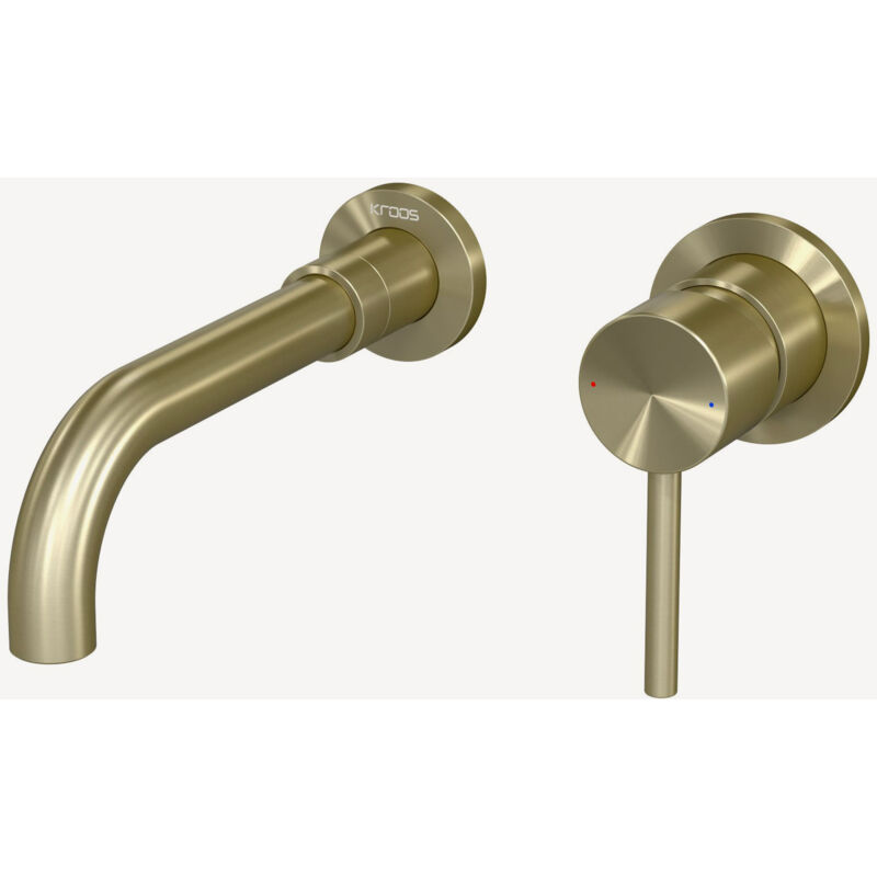 foto del prodotto miscelatore monocomando a parete per lavabo oro spazzolato - corbeau