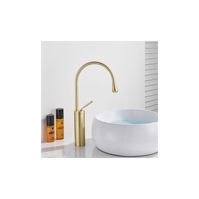 foto del prodotto miscelatore monocomando alto oro per lavabo bagno
