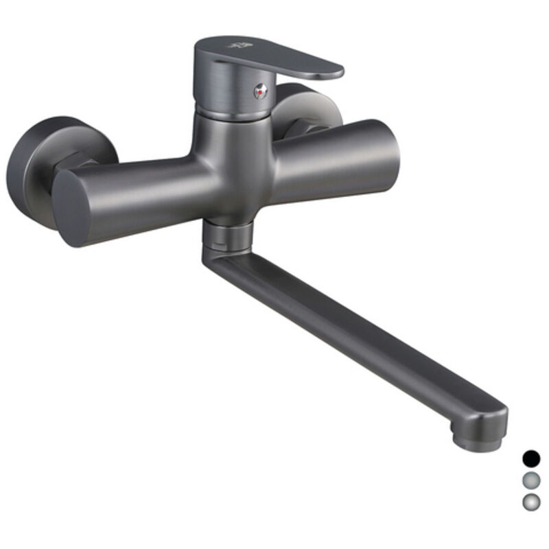foto del prodotto miscelatore monocomando lavello a muro serie lizzy nichel nero spazzolato