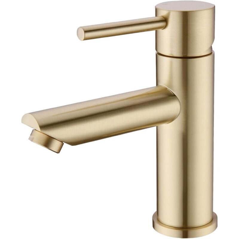 foto del prodotto miscelatore monocomando per bagno in ottone dorato spazzolato non include il tubo di ingresso dell acqua 