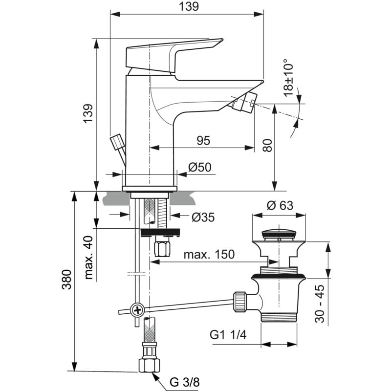 foto del prodotto miscelatore monocomando per bidet in ottone cromato ideal standard ceramix