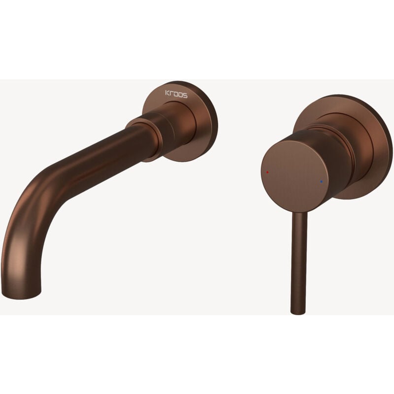 foto del prodotto miscelatore monocomando per lavabo a parete oro rosa spazzolato - corbeau