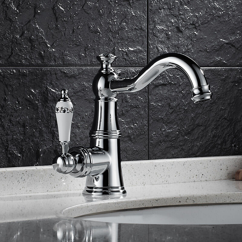 foto del prodotto miscelatore monocomando per lavabo retr per cucina bagno in ottone acqua calda e fredda disponibile cromo