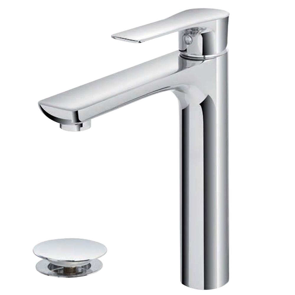 foto del prodotto miscelatore monocomando rubinetto lavabo alto cromato lucido serie flat feridras 401022