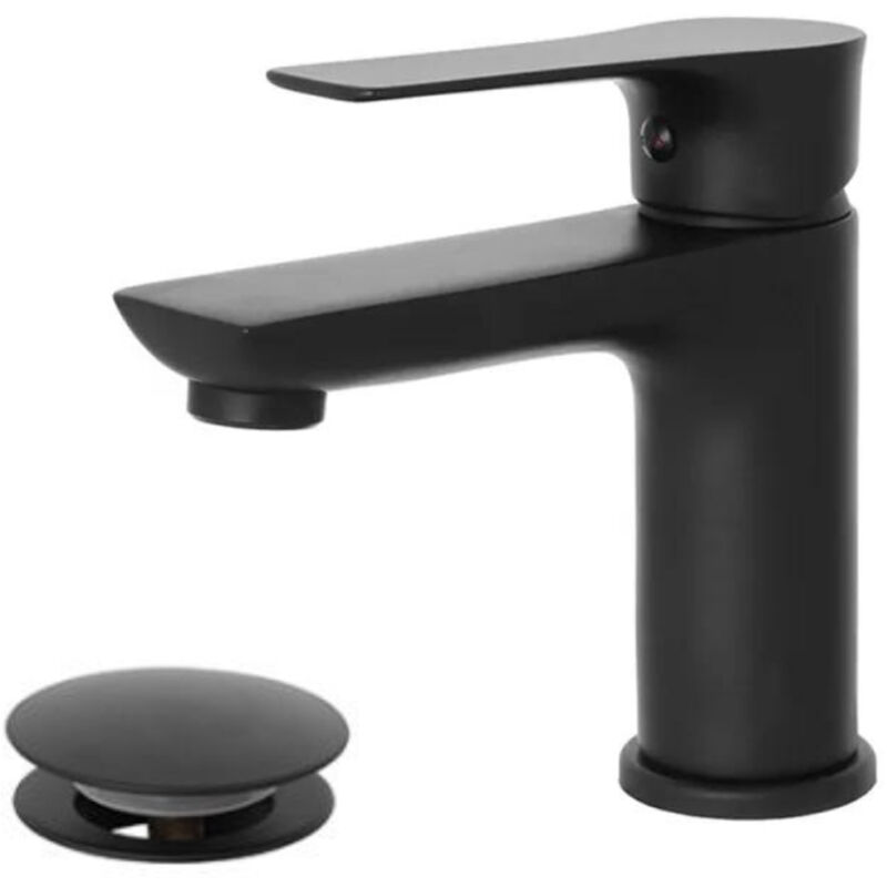 foto del prodotto miscelatore monocomando rubinetto lavabo nero opaco serie flat feridras