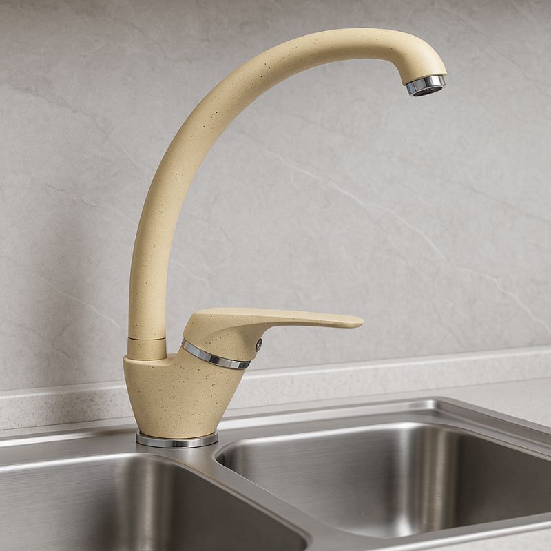 foto del prodotto miscelatore monoforo in ottone colorato per lavello cucina modello oslo erogazione orientabile finitura avena 1 confezione 1