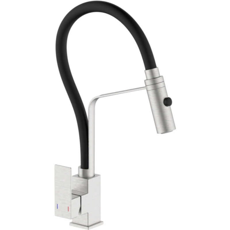 foto del prodotto miscelatore per cucina con doccia estraibile 2 getti in acciaio inox
