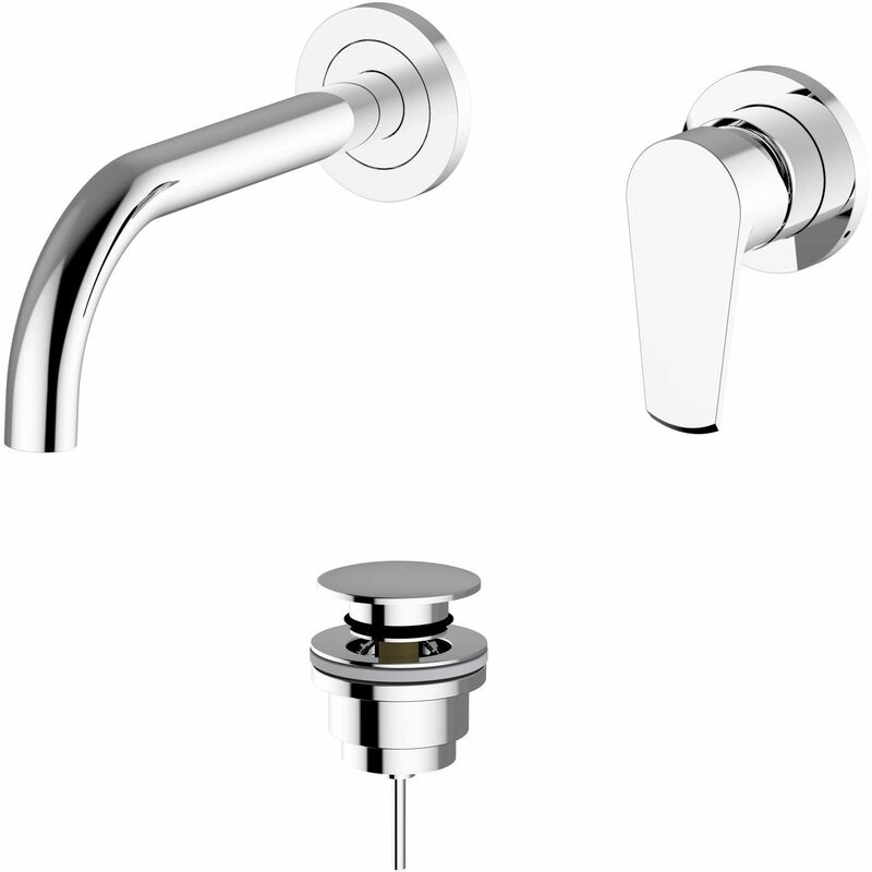 foto del prodotto miscelatore per lavabo a parete con piletta di scarico clic clac teorema velvet 8v318 cromo