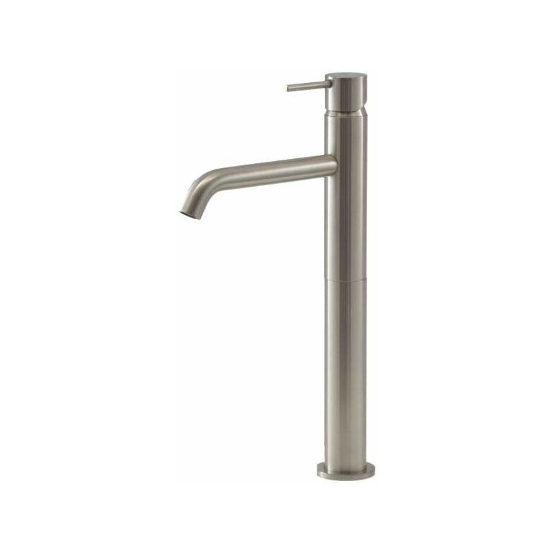 foto del prodotto miscelatore per lavabo alto colore acciaio spazzolato gattoni easy 2384 23ns senza piletta di scarico acciaio spazzolato