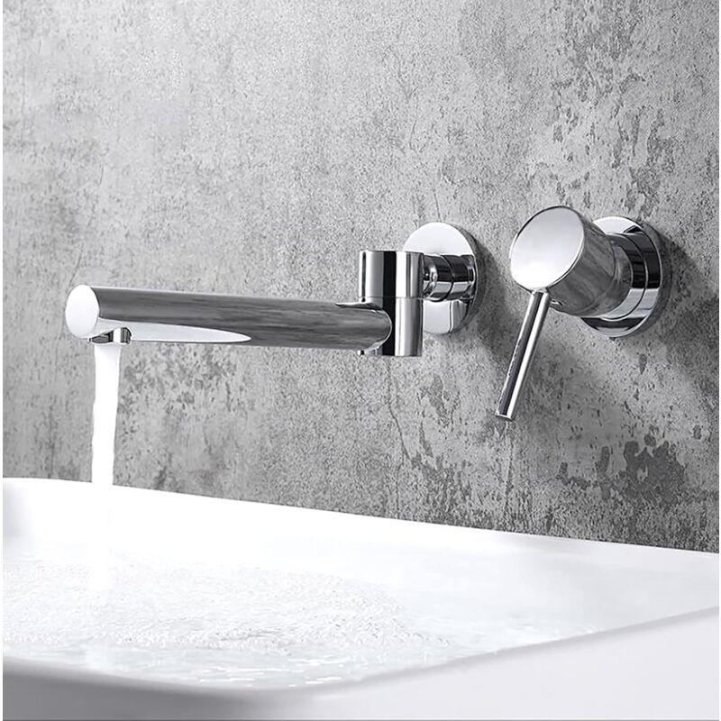foto del prodotto miscelatore per lavabo nascosto con bocca girevole a 180 , rubinetto per bagno a parete, rubinetti per vasca in ottone a parete con acqua calda e