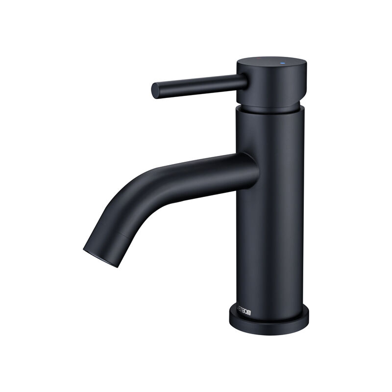 foto del prodotto miscelatore per lavabo nero miscelatore monocomando per bagno rubinetto moderno per lavabo in acciaio inox detbom