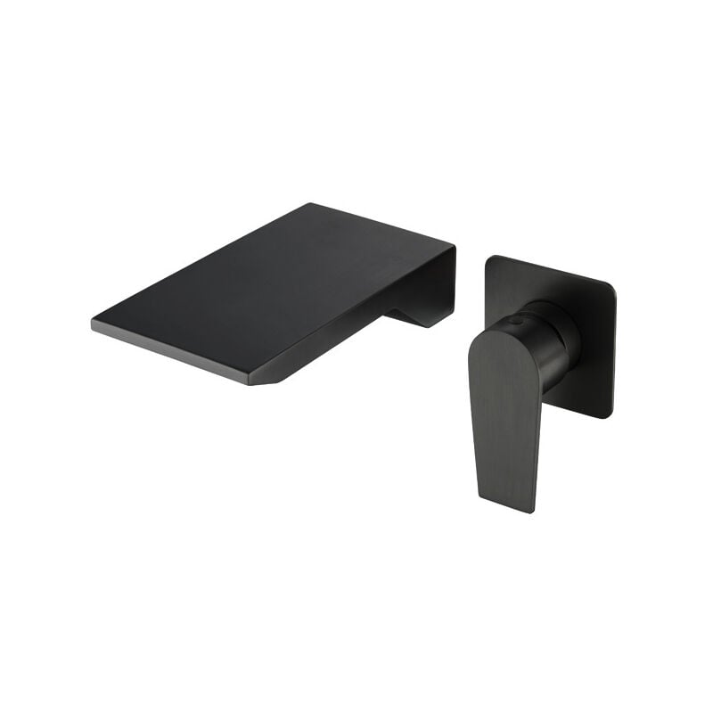 foto del prodotto miscelatore per lavabo, rubinetto da bagno a parete, rubinetto monocomando per lavabo, nero