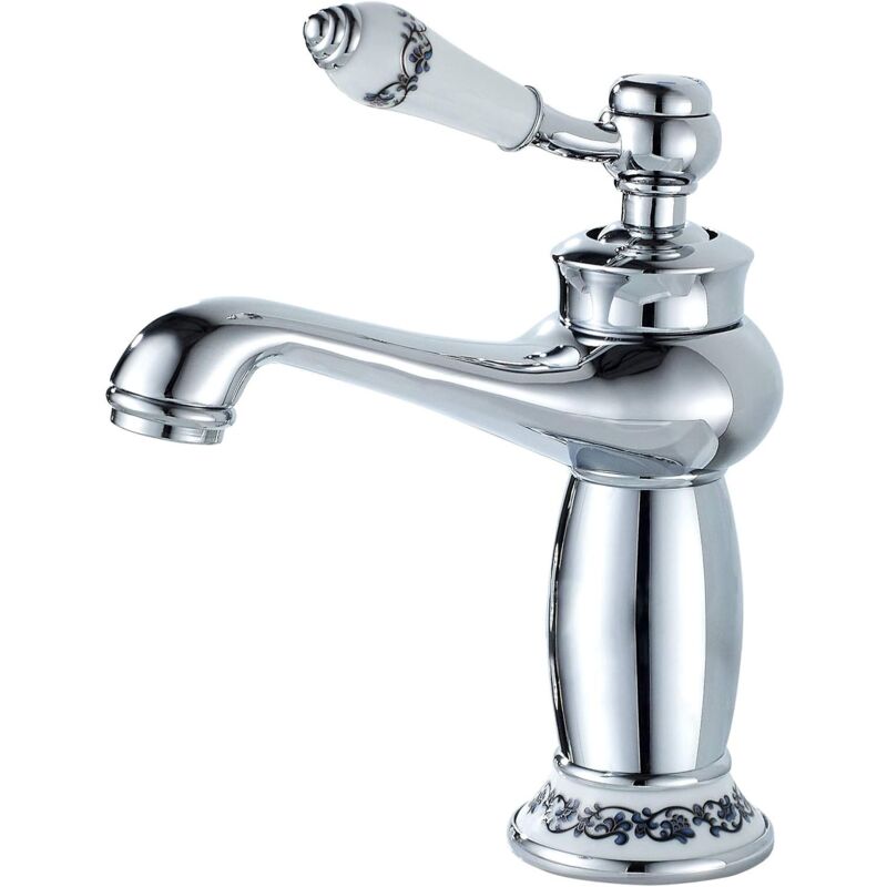 foto del prodotto miscelatore per lavabo, rubinetto monocomando per bagno, decorazione floreale in ceramica, miscelatore per lavabo, rubinetto per lavabo da bagno,