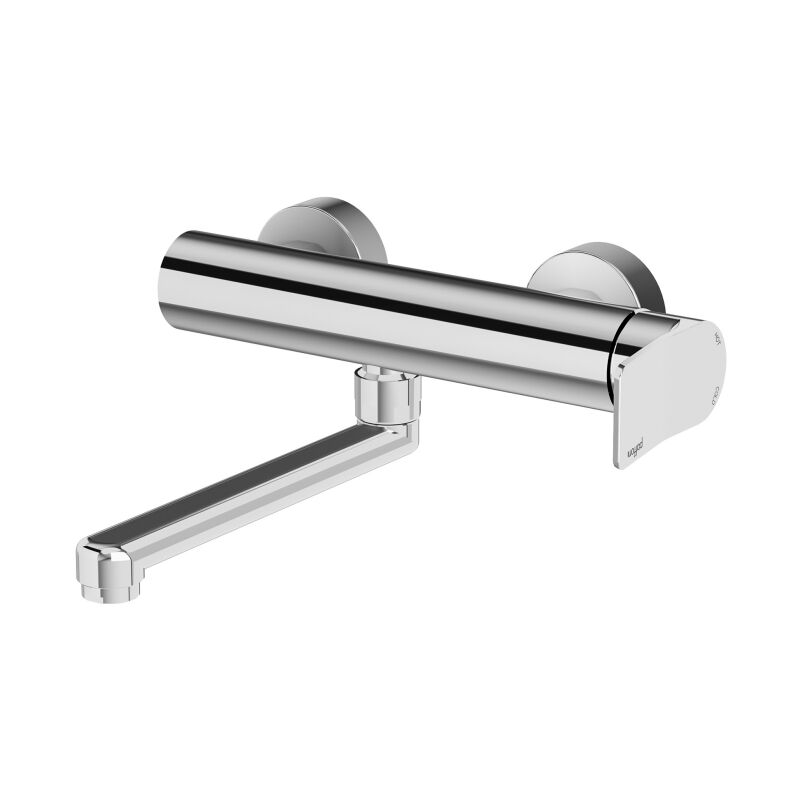 foto del prodotto miscelatore per lavello a parete steel looking paffoni serie tilt ti161st ottone steel looking