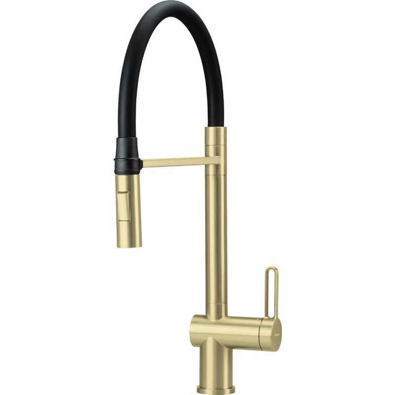 foto del prodotto miscelatore per lavello cucina in acciaio inox colore oro spazzolato doccia removibile deante magnetic brmr72m oro spazzolato
