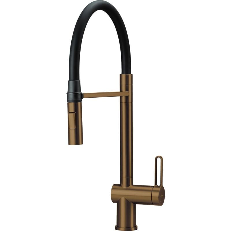 foto del prodotto miscelatore per lavello cucina in acciaio inox colore pvd bronzo spazzolato con doccia dual deante magnetic brmc72m bronzo