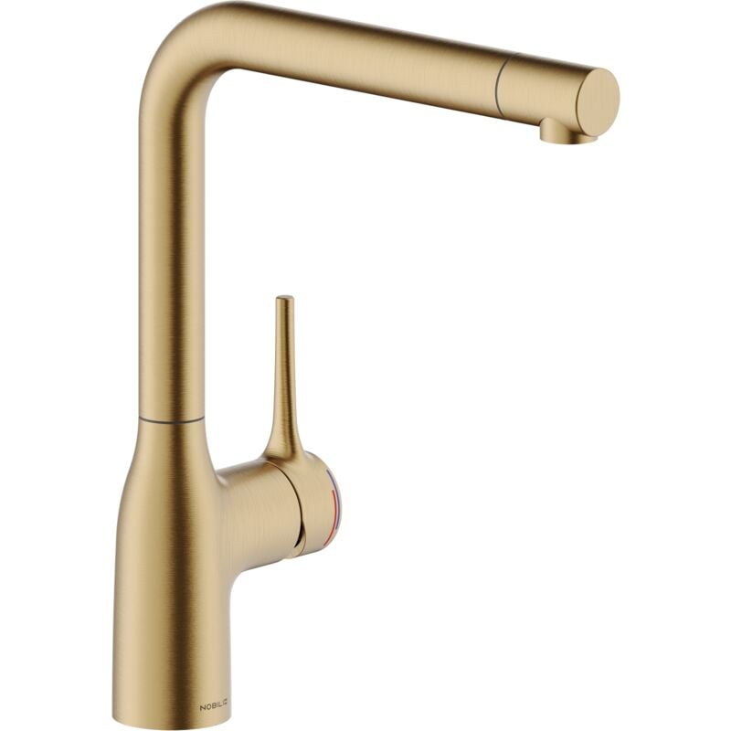 foto del prodotto miscelatore per lavello cucina in ottone colore pvd oro spazzolato canna girevole nobili mania cu128113gtp pvd oro spazzolato