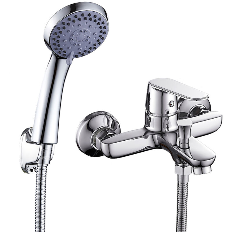foto del prodotto miscelatore per vasca completo di tubo metallico, soffione cromato x002 3