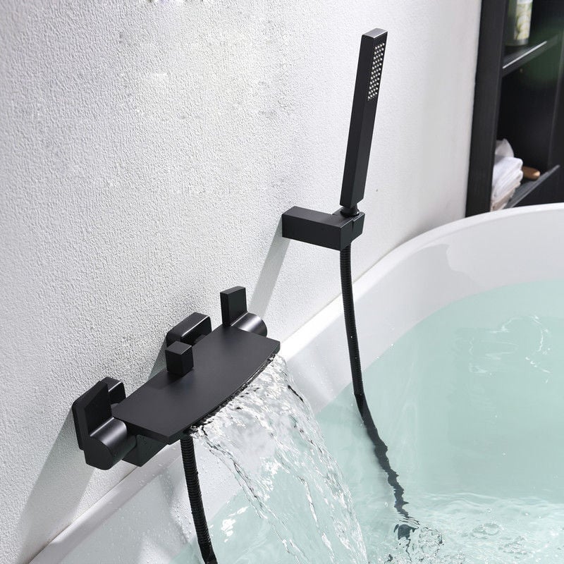 foto del prodotto miscelatore per vasca da bagno a cascata montato a parete rubinetto per vasca da bagno soffione doccia a cascata montato a parete rubinetto per vasca