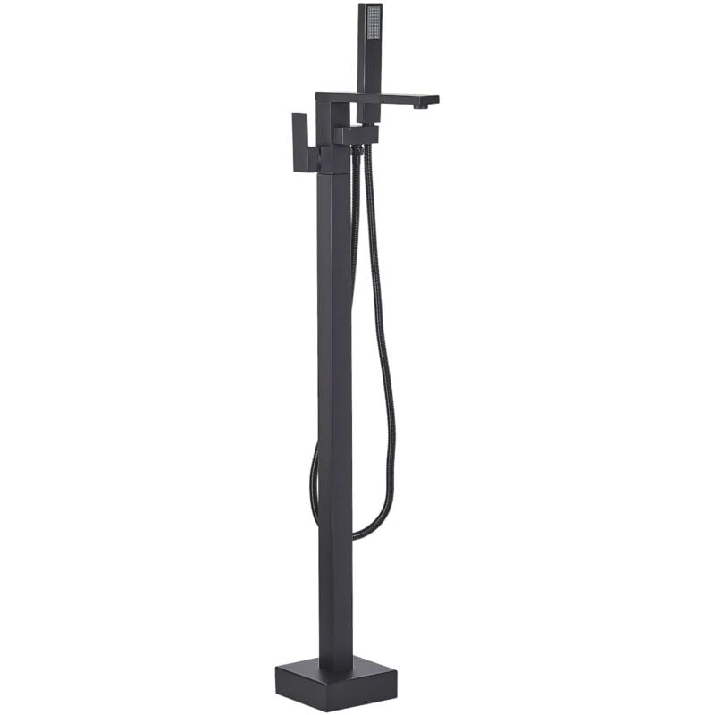 foto del prodotto miscelatore per vasca da bagno freestanding nero montato a pavimento della