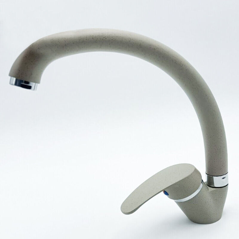 foto del prodotto miscelatore rubinetto canna curva beige per cucina maka