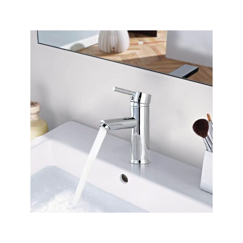 foto del prodotto miscelatore rubinetto lavabo bagno cromato piletta click clack ray 87386