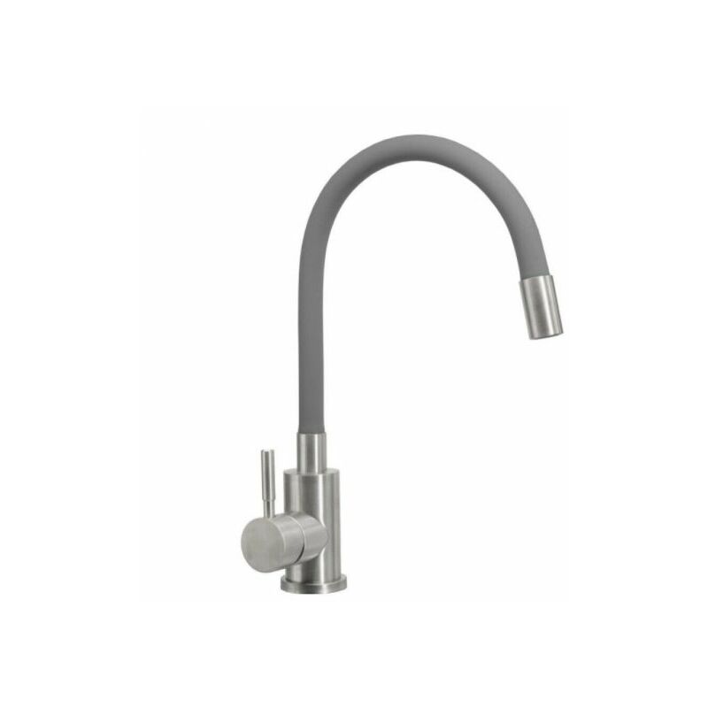 foto del prodotto miscelatore rubinetto lavello cucina canna flessibile grigio inox satinato 52689
