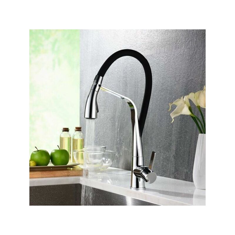 foto del prodotto miscelatore rubinetto lavello cucina con doccetta monocomando canna alta 59590