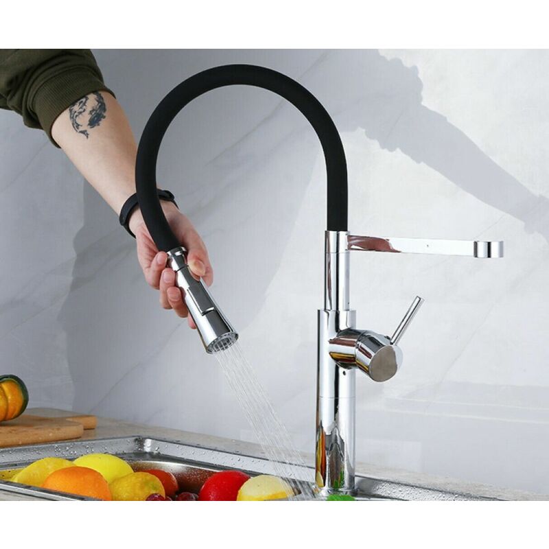 foto del prodotto miscelatore rubinetto lavello cucina con doccetta monocomando canna alta 59660