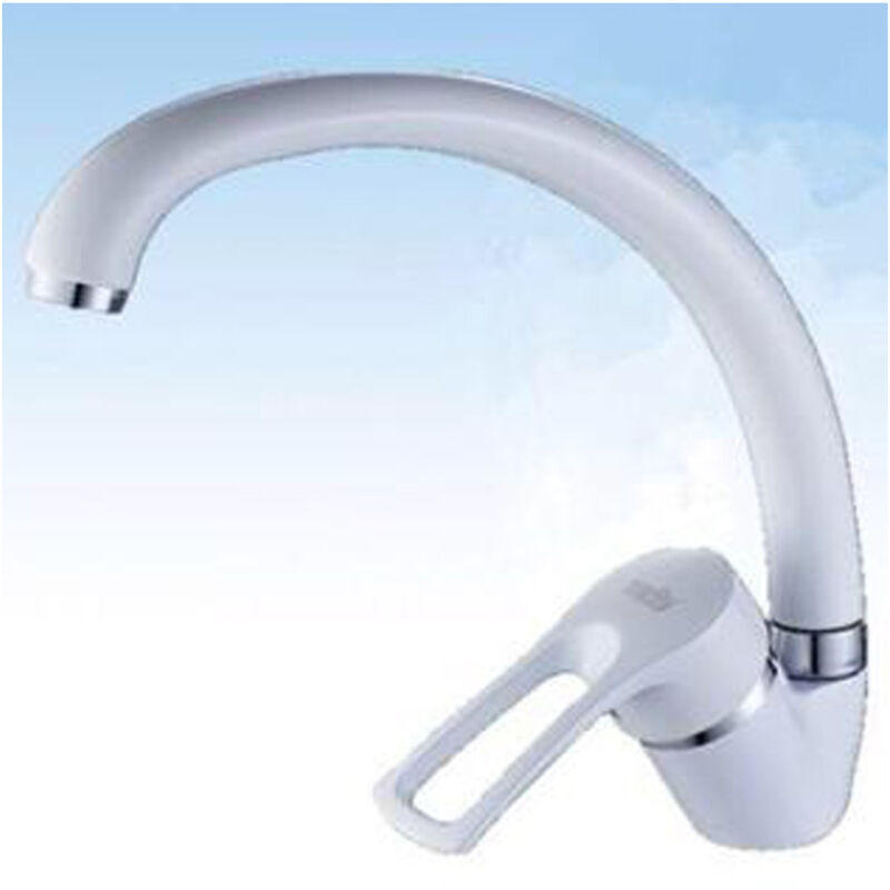 foto del prodotto miscelatore rubinetto monocomando lavabo per lavello cucina canna alta bianco trade shop traesio