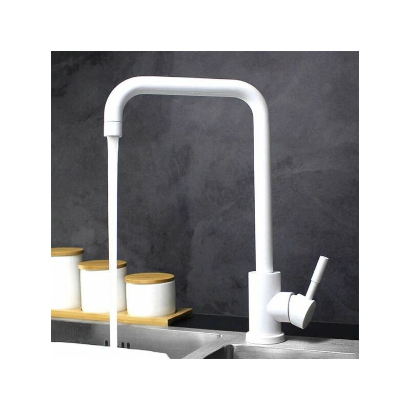 foto del prodotto miscelatore rubinetto monocomando per lavabo cucina canna alta bianco 79829