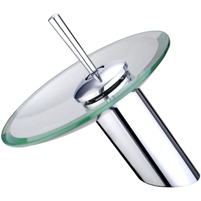 foto del prodotto miscelatore rubinetto vasca lavabo monocomando a cascata cromato vetro 812 11