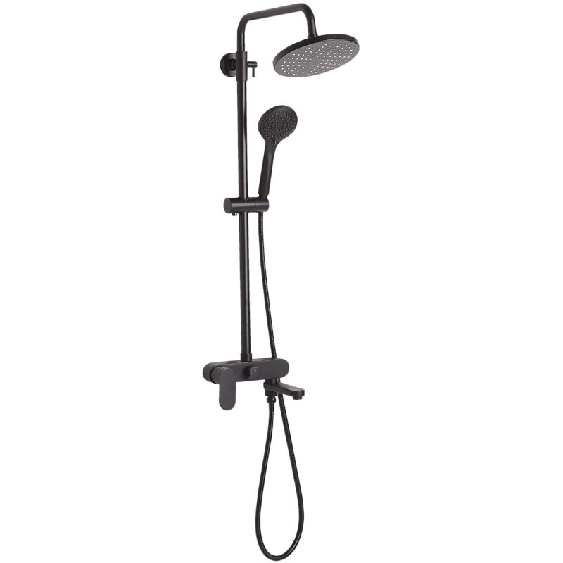 foto del prodotto miscelatore set doccia ottone nero con funzione pioggia finitura opaca glamour modern