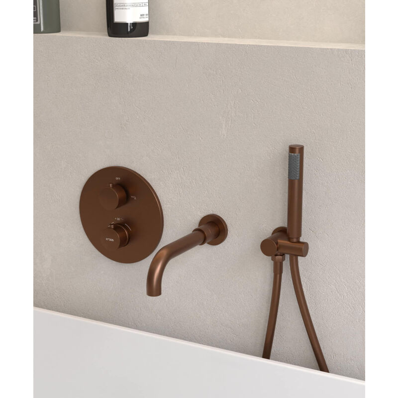 foto del prodotto miscelatore termostatico da incasso per vasca da bagno oro rosa spazzolato corbeau
