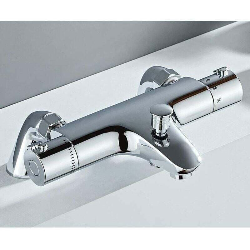 foto del prodotto miscelatore termostatico per vasca, rubinetto termostatico per vasca, miscelatore per doccia con controllo della temperatura, ottone, finitura