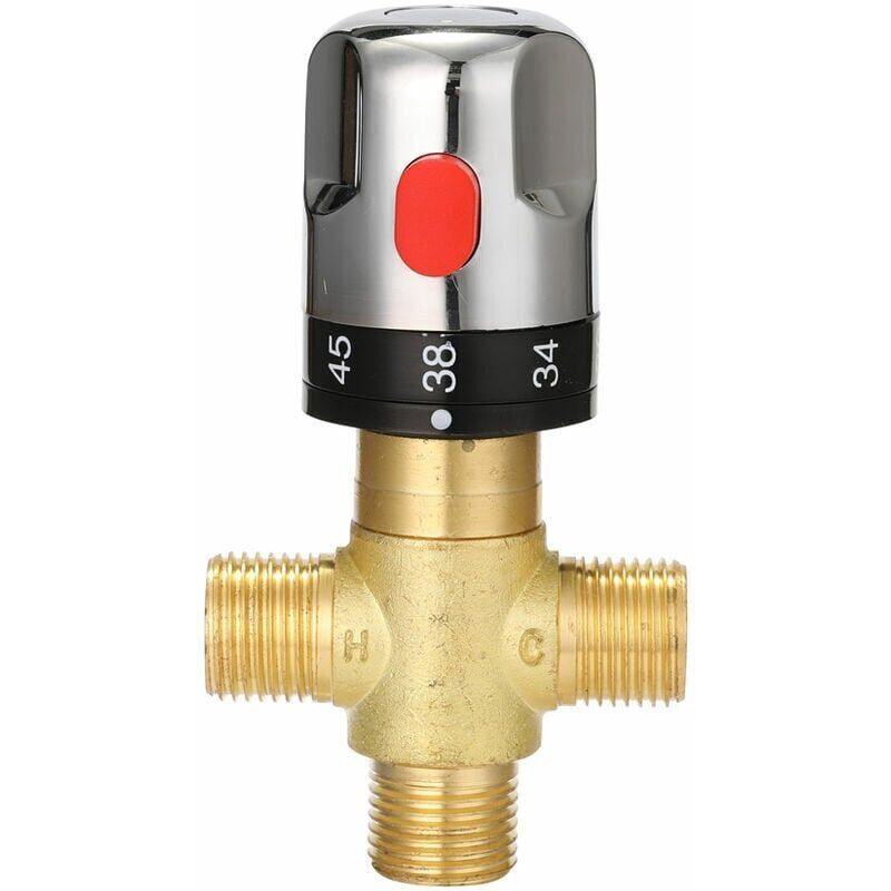 foto del prodotto miscelatore termostatico regolabile per vasca, miscelatore acqua in ottone, valvola di controllo della temperatura per miscelazione acqua calda e