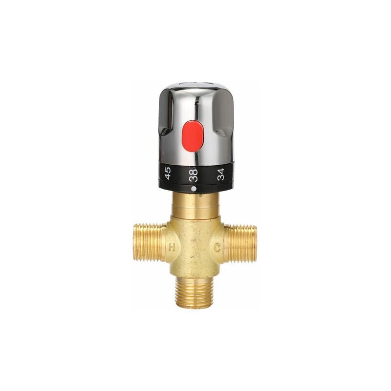 foto del prodotto miscelatore termostatico regolabile per vasca, miscelatore acqua in ottone, valvola miscelatrice acqua calda fredda, valvola di controllo temperatura