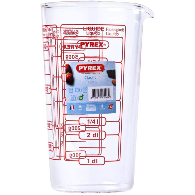 foto del prodotto misura graduata in vetro 0.50lt pyrex