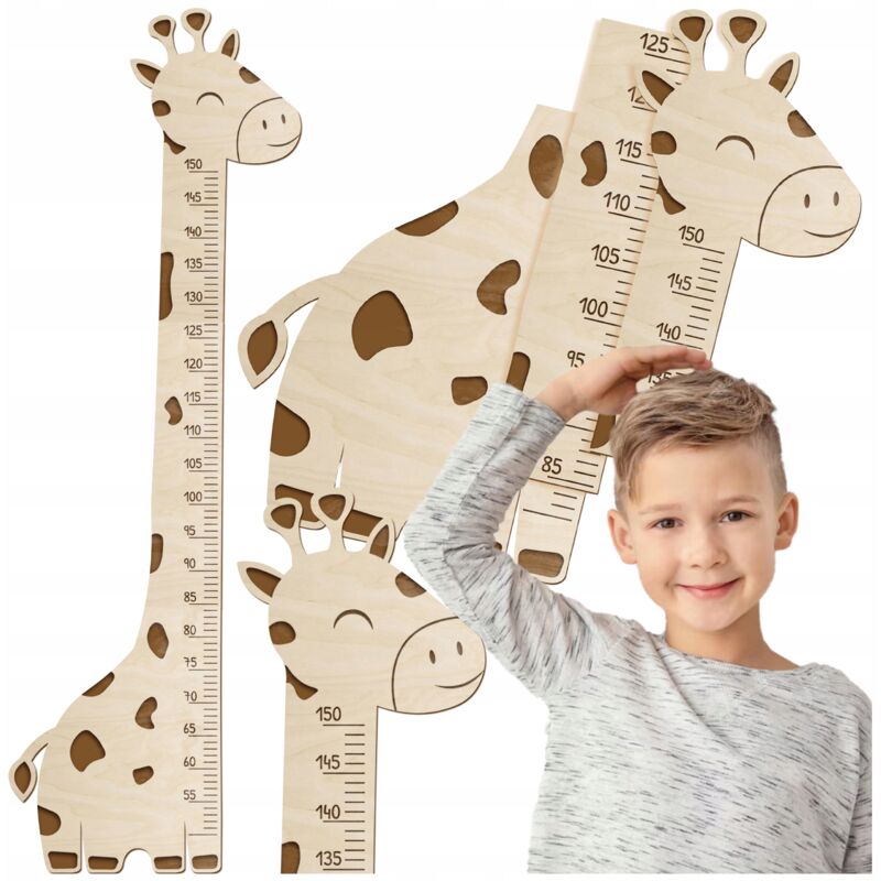 foto del prodotto misura in legno altezza misura per parete bambini giraffa in compensato 150cm
