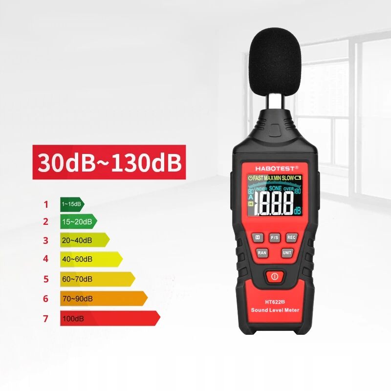 foto del prodotto misuratore decibel sonometro rumore filtro a c usb 30 130 db 125ms grafico