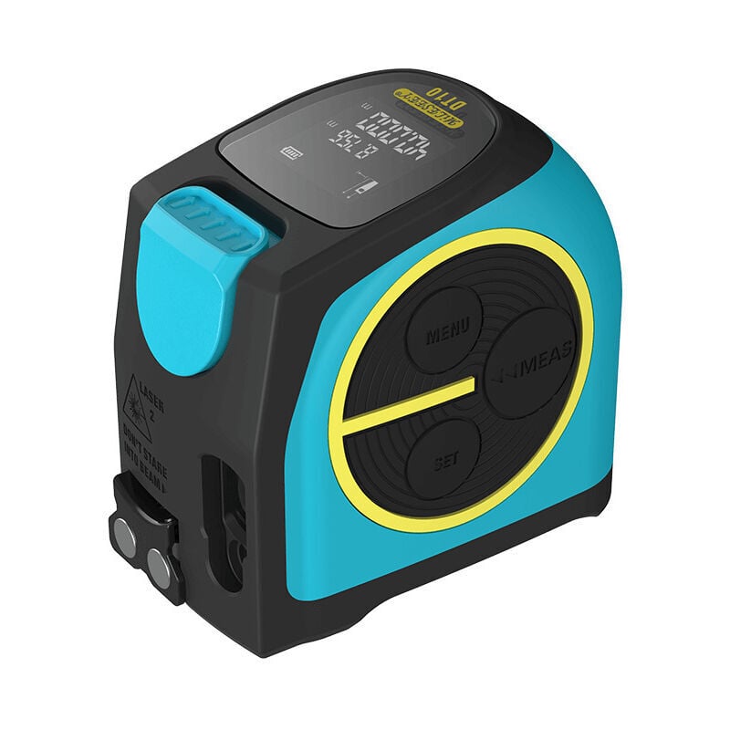 foto del prodotto misuratore di distanza laser digitale, misuratore laser digitale hanmer, metro a nastro laser, distanza tra misuratore laser e metro a nastro con