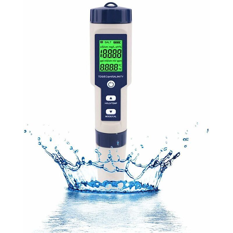 foto del prodotto misuratore di ph, 5 in 1 ph tds ec orp regolatore di temperatura tester di qualit dell acqua per acquari idroponici acqua potabile per piscine