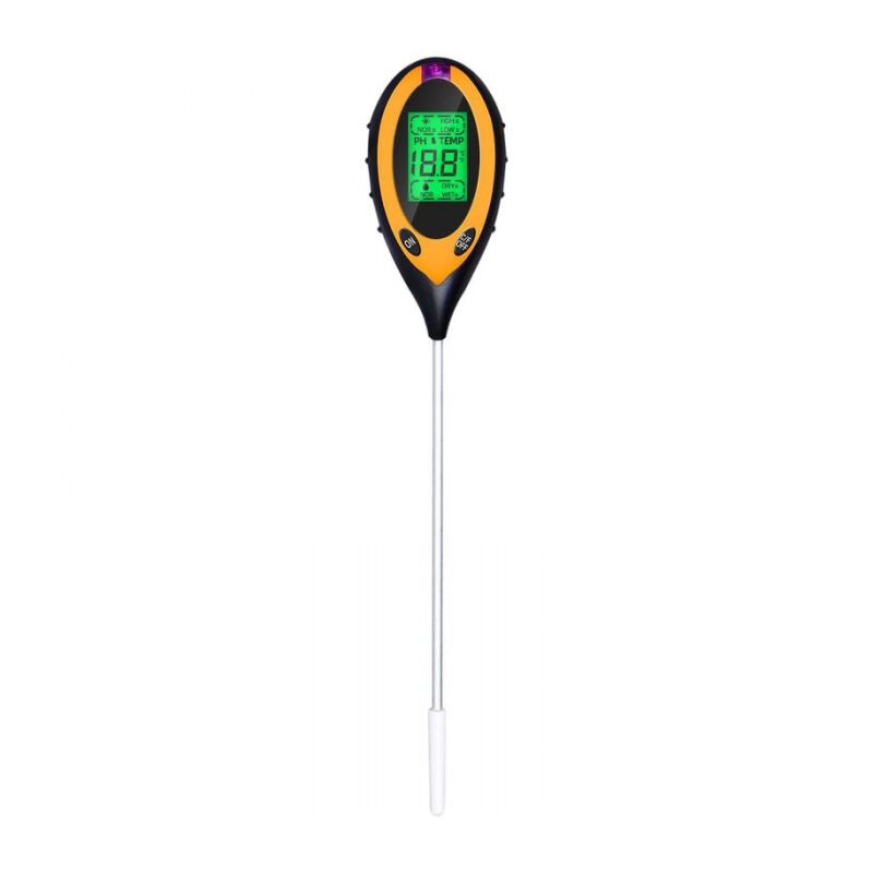 foto del prodotto misuratore di ph del terreno, tester di umidit del terreno luce ph temperatura 4 in 1, kit di strumenti da giardinaggio per cortile, batteria inclusa