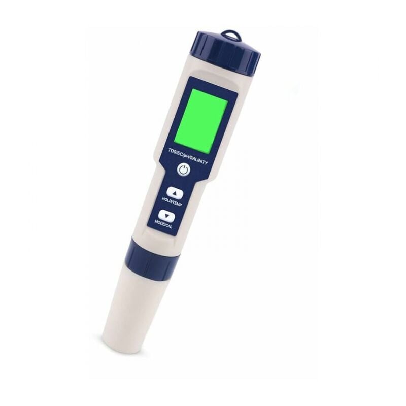 foto del prodotto misuratore di ph elettronico 5 in 1, tester della qualit dell acqua per la misurazione di ph, tds e ec, salinit e temperatura con display lcd per